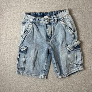 Zara Cargo Shorts Boys Size 8 Denim Summer Casual Comfort Elastic Waist Bermuda